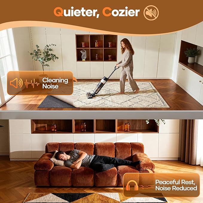 Veken Non Slip Cushioned Rug Pad Gripper 8 x 10 Ft, Felt and Silicone Backing, 1/8 inch Thick Carpet Liner for Hardwood Floors and Finishes, Under Area Rugs Anti Skid Mat, Keep Rugs Safe and in Place