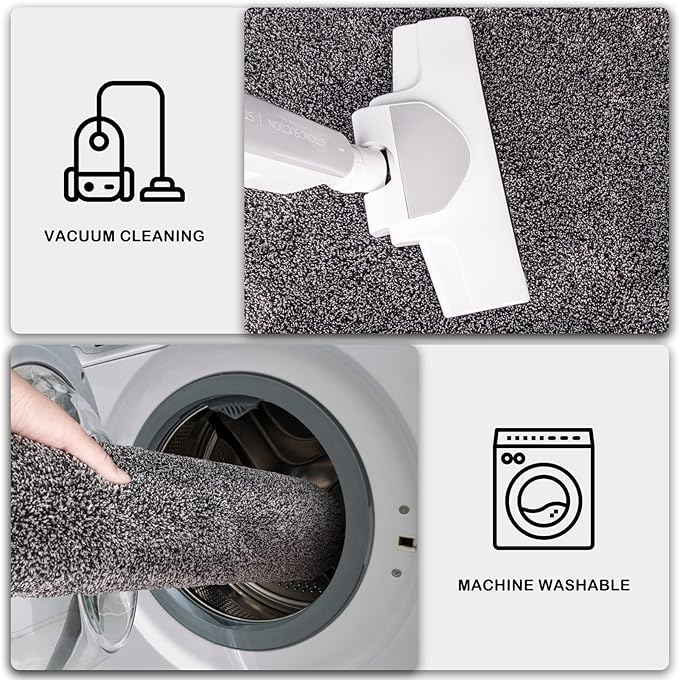 PURRUGS Dirt Trapping Door Mat 20" x 31.5", Non-Slip Machine Washable Entryway Rug, Dog Doormat, Indoor Front Door Mat, Super Absorbent Entry Rug for Muddy Shoes & Paws, Light Grey-Dark Grey