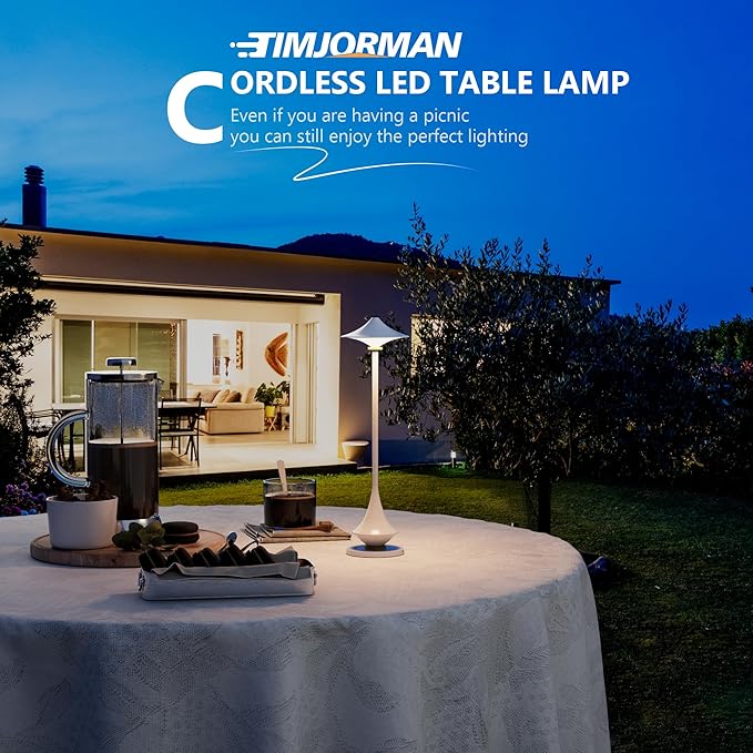 Modern Minimalist Cordless Table Lamp,Rechargeable,Aluminum Alloy Body for Living Room/Bedroom/Kitchen/Outside(White 1Pack)