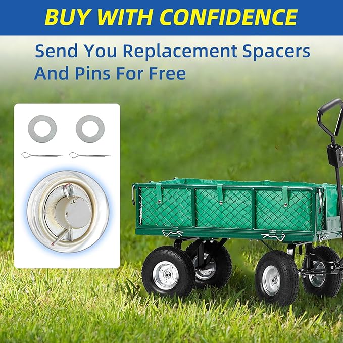 4.10/3.50-4" Flat Free Tire and Wheel, 10" Heavy Duty Solid Tire, 5/8" Axle Bore Hole, 2.2" Offset Hub, for Hand Truck Garden Cart Wagon Trolley Dolly, 2 Pack