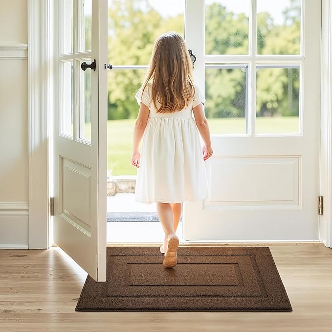 GRANNY SAYS Front Door Mat Outside Entrance, Welcome Matt Indoor Non-Slip, Door Mats for Outdoor, Entryway Front Porch Matt Low Profile Resist Dirt Easy to Clean, 32" x 20", Dark Brown