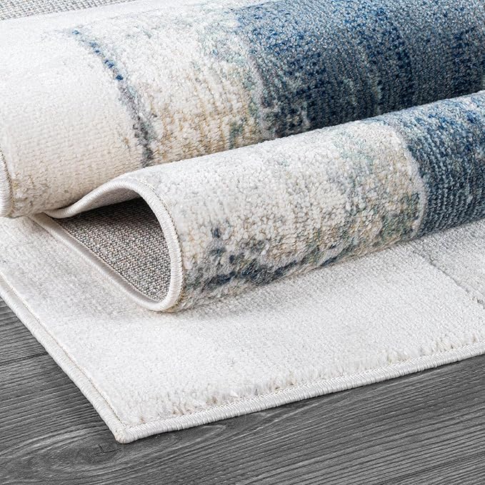 Beverly Rug Modern Abstract Runner Rug 2x7 Luxury Ultra Soft Vintage Indoor Area Rugs for Living Room Stain Resistant Non Shedding Indoor Carpet Alfombras para Salas Modernas (2 x 7 Navy Blue)