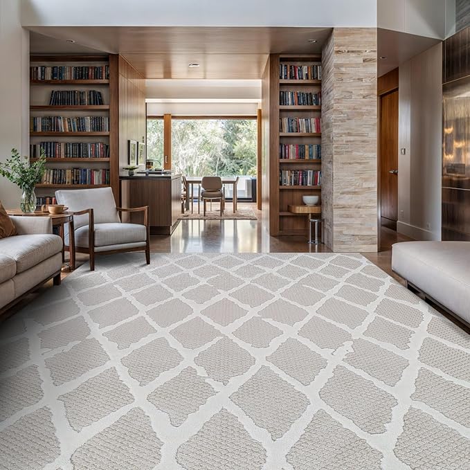 Modern Indoor Rug Diamond 4x6 Area Rugs for Living Room Luxury Kitchen Bedroom Durable Soft Geometric Durable Low and High Pile Stain Resistant Non Shedding Area Carpet 4x6