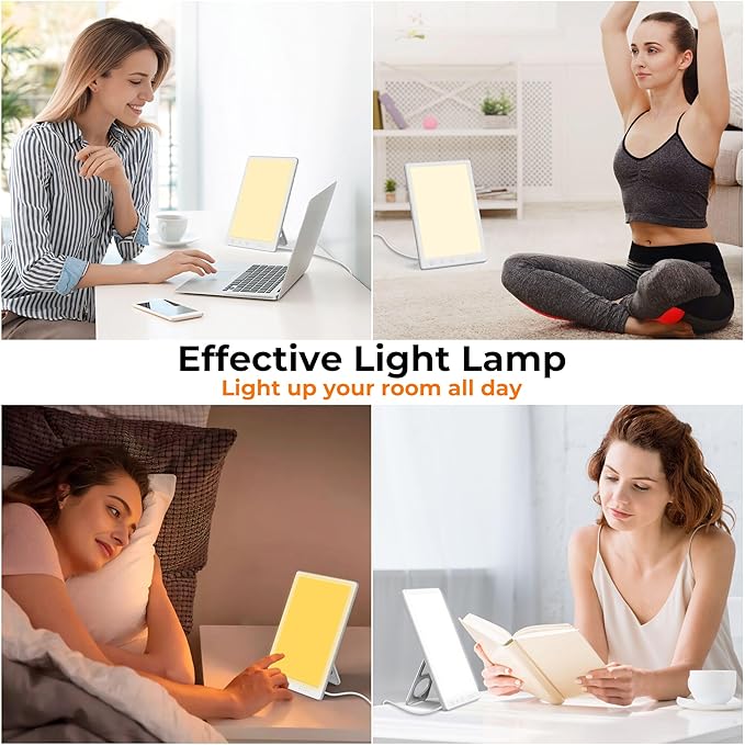 Fitfirst Light Lamp, 10000 Lux Sun Lamp, Gift for Women, 3 Color Temperature, 4 Brightness Levels, 15-60min Timer, Touch Control LED Lamp for Indoor/Office with Adapter