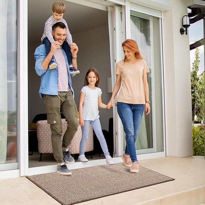 GRANNY SAYS Indoor Entrance Door Mat, 48" x 32" Brown and Beige, Rectangular, Low Profile, Non-Slip, Machine Washable, Water Resistant, Absorbent, Durable, Front Door, Entryway