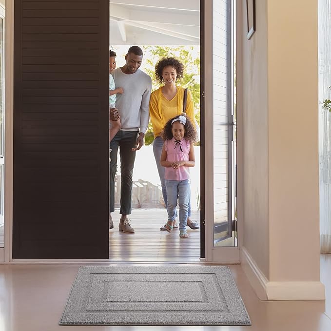 GRANNY SAYS Front Door Mat Indoor Entrance, Indoor Door Rugs for Entryway, Low-Profile, Non-Slip Rugs, Washable Floor Mat, 36x24, Grey