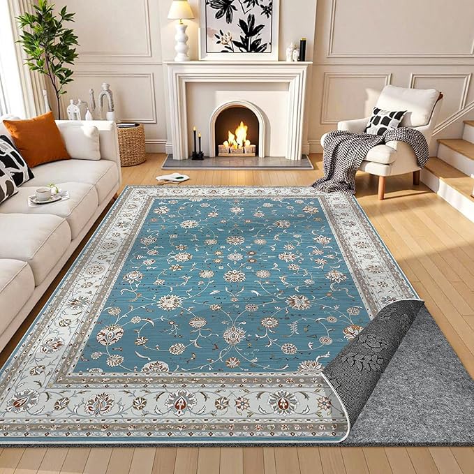 Waterproof Rug Pad, 4x6 ft Under Area Rug Carpet Pad, Non Slip Felt Rug Pads for Hardwood Floors, Keep Carpets in Place Soft and Prevent Rug from Wrinkling or Buckling