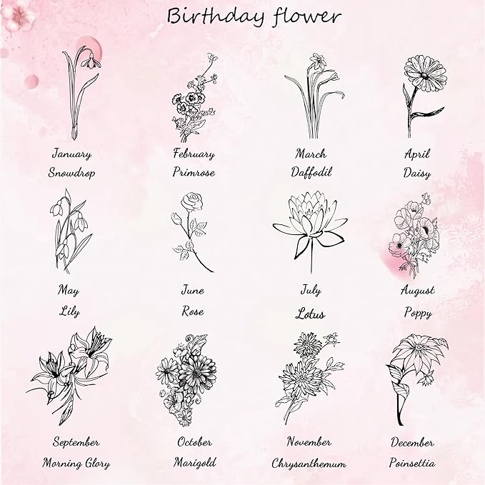 Personalized Wooden Keepsake Memory Box with Birth Flower & Name, Custom Wood Decorative Storage Box with Lids Customized Christmas Gift Box for Women Teen Girls Mom Birthday Gifts