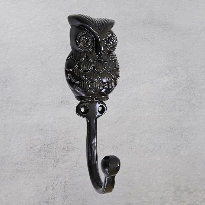 Set of 3 Cast Iron OWL Shape Coat Hooks Wall Art Decor-OWL Shape Hangers and Key Holder-Clothes Rack and Backpack Hanger-Coat Hooks Home Decor for Storage,Living Room