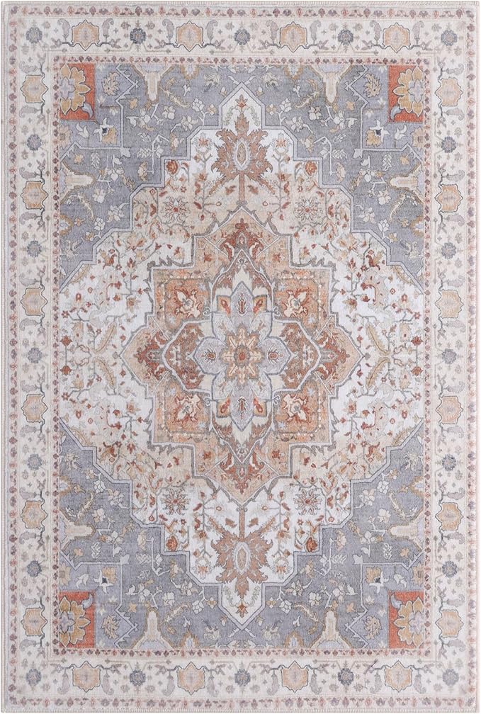 Vanmoos 2x3 Washable Area Rug – Soft, Non-Slip Entrance Rug, Durable Indoor Door mat, Floor Carpet for High-Traffic Areas, Entryway, Kitchen, and Bedside, Artistic Flair/Beige