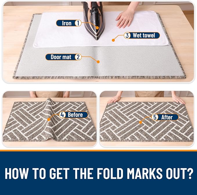 OLANLY Large Indoor Door Mat, 71x47 Inch, Dirt Resistant and Absorbent, Non-Slip Rubber Backing Floor Mats, Easy Clean Low-Profile Doormat for Entryway, Front Door, and Inside Entrance, Khaki