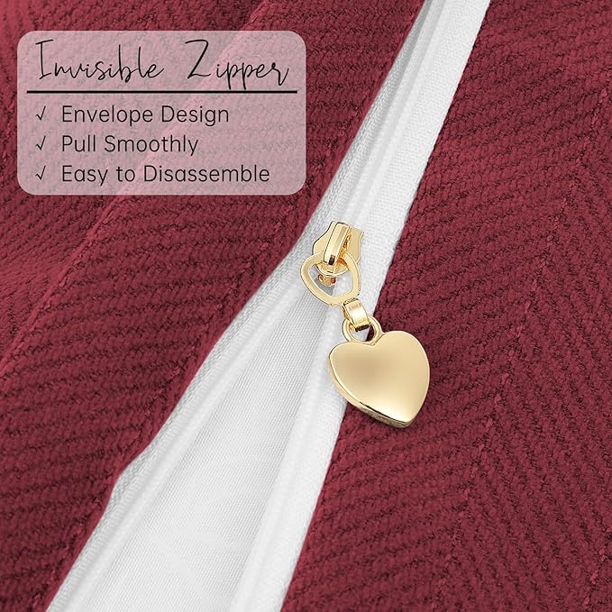 ZWJD Burgundy Pillow Covers 16x16 Set of 2 Chenille Throw Pillow Covers with Elegant Design Soft and Luxurious Decorative Throw Pillows for Couch, Bed, and Home Decor