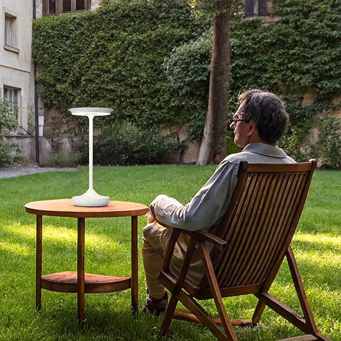 LED Cordless Table Lamp Rechargeable-Portable Battery Operated Lamps, 3 Color Touch Dimming Waterproof Light for Patio/Restaurant/Dining/Outdoor (White2)