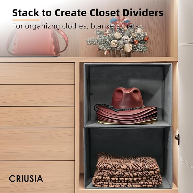 7 Pack Closet Organizers Bins, 2 Sizes Closet Shelf Organizer with Handles - Fabric Home Organization and Storage Baskets for Organizing Clothes Toys Blanket Towel Purse