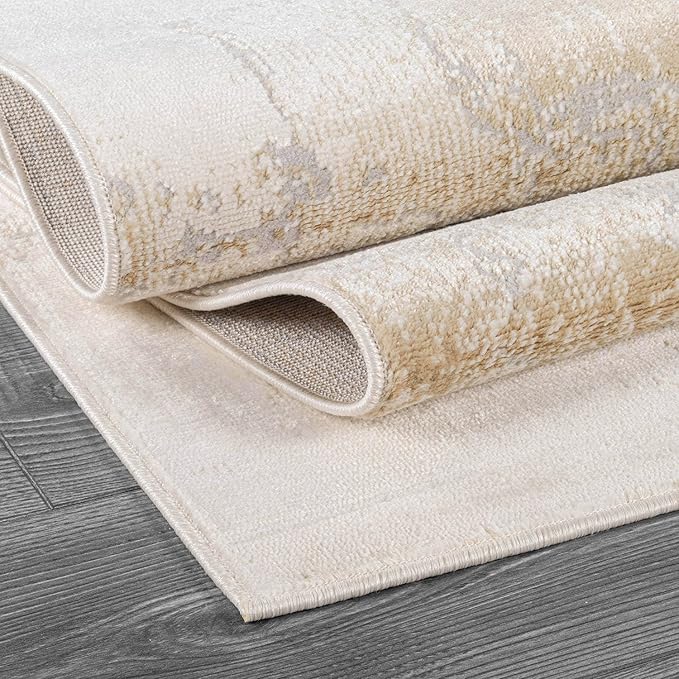 Beverly Rug Modern Abstract Runner Rug 2x7 Luxury Ultra Soft Vintage Indoor Area Rugs for Living Room Stain Resistant Non Shedding Indoor Carpet Alfombras para Salas Modernas (2 x 7 Beige)