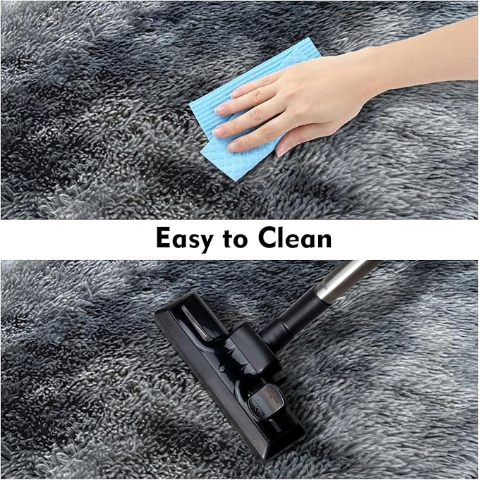 2x3 Fluffy Area Rugs for Bedroom Living Room,Small Soft Shag Fuzzy Rug Non-Shedding Indoor Plush Carpet for Kids Bedroom Nursery Dorm Home Decor,Tie-Dyed Black