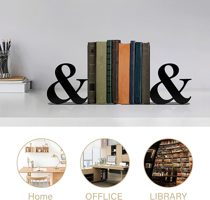 Cute & Cool Bookends for Shelves - Novelty Decorative Book Ends, 7.68x6.89x1.38 Inch Unique Bookend Holders for Desks, Mantels