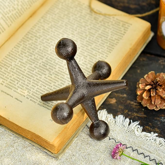 Sungmor Cast Iron Jack Figurines, Retro Home Decor Accents, Jack Sculpture for Bookshelf Coffee Table Decor, Set of 2 Solid Bookends, Paperweight, Door Stop, Black