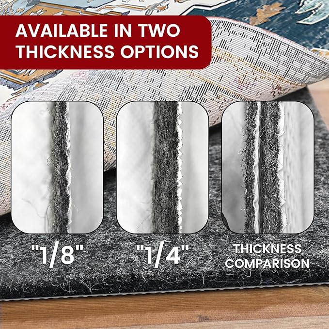 Waterproof Rug Pad, 6x9 ft Area Rug Non-Slip Carpet Pad, 1/4" Thick Non-Slip Rug Pads for All Floors and Finishes, Felt Pad for Hardwood Floors, Keeps Carpets in Place Soft and Safe