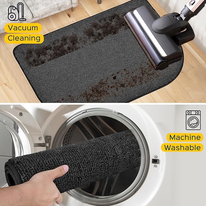 Washable Kitchen Rug 24" x 35.5" / 60cm x 90cm, Non Slip Kitchen Mat for Floor, Absorbent Indoor Throw Rug for Laundry, Bathroom, Bedroom, Door