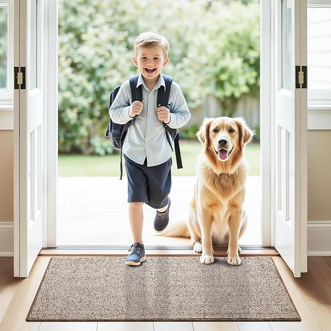 GRANNY SAYS Front Door Mat Outside Entrance, Door Mats for Entryway, Welcome Matt Non-Slip, Large Front Porch Mat Low Profile Resist Dirt, 48"x32", Khaki Beige