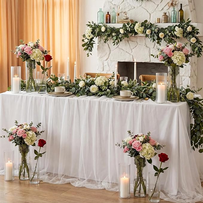 24 Pcs Cylinder Vases Set for Centerpieces, 6/8/10 Inch Tall Clear Glass Vase, Hurricane Floating Candle Holder for Wedding Table Decor, 2.5''/2.7''/3.3''' Diameter (2.7'' X 5.9'',7.9'',9.8'')
