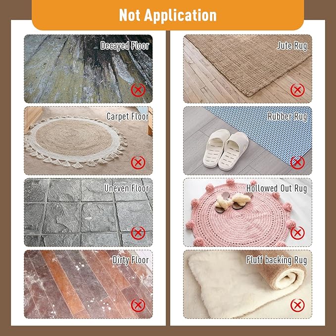 Rug Pad Gripper for Hardwood Floor Non-Slip Vacuum Tech Invisible Carpet Gripper Pads Self Adhesive Carpet Grips for Tile Washable Cuttable Rug Corner Grippers 4Pcs