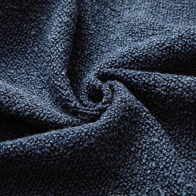 JUSPURBET 12x20 Pillow Covers Set of 2 Decorative Throw Pillow Covers Case for Couch Sofa Bed Soft Boucle Textured Lumbar Cushion Covers with Hidden Zipper for Home Decor Living Room,Navy Blue