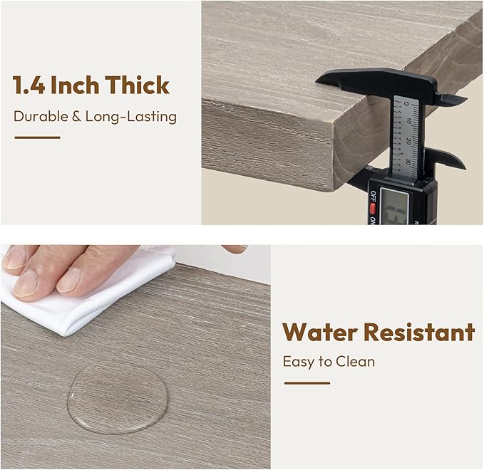 Vivelove Elm Wood Floating Shelves, Wooden Shelves for Wall with Invisible Bracket for Living Room Bedroom Bathroom Office Book, Rustic Farmhouse Decor Storage & Display, 48 Inch Set of 1- Grey