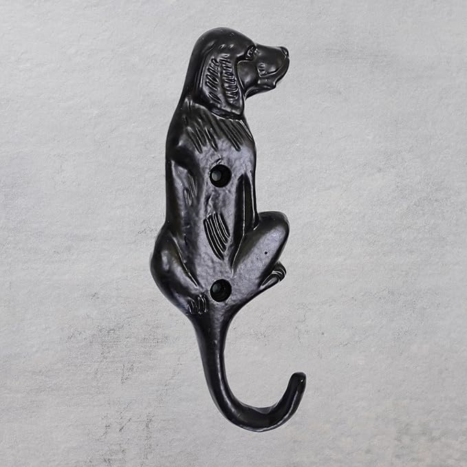 Set of 3 Cast Iron Dog Shape Coat Hooks Wall Art Decor-Dog Shape Hangers and Key Holder-Clothes Rack and Backpack Hanger-Coat Hooks Home Decor for Storage, Living Room, Hallway, Office