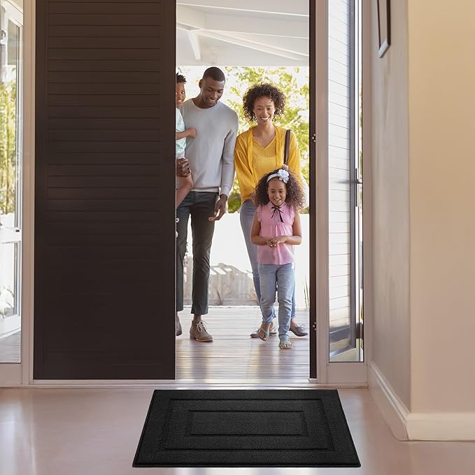 GRANNY SAYS Front Door Mat Indoor Entrance, Indoor Door Rugs for Entryway, Low-Profile, Non-Slip Rugs, Washable Floor Mat, 32x20, Black