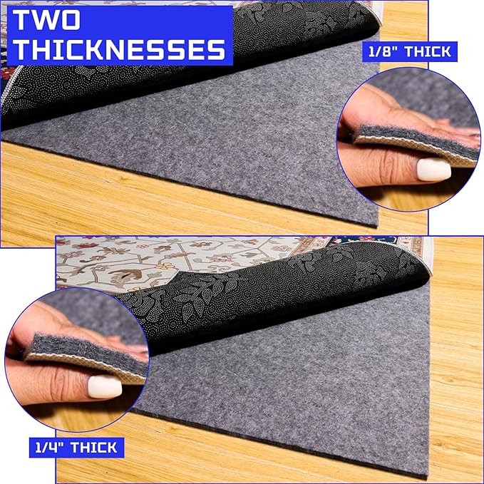Waterproof Non-Slip 1/5” Extra Thick 8x10 ft Rug Pad for Large Area Rugs Durable Felt Floor Protection pad for All Floors, Suitable for Cutting. Rug Pads Keep Rugs in Place and Provide Cushioning