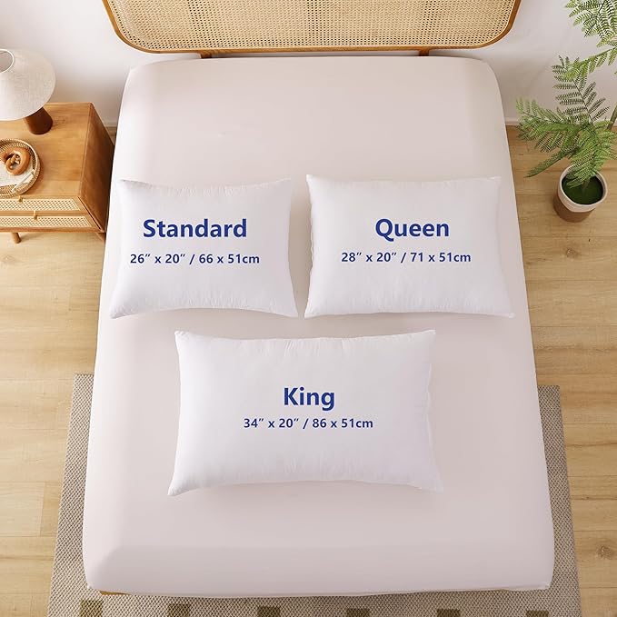 Shatex Firm Pillow, Stiff Standard Bed Pillow 26 x 20inch, Adjustable for Neck Pain Relief,Back Pillow Provide Strong Support for Stomach & Side Sleepers