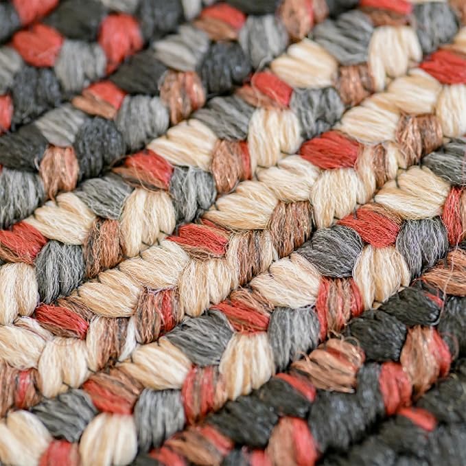 Montgomery Burgundy Small Braided Rug 20"x30" - Rectangle, Indoor Outdoor Washable - Country Decor for Bathrooms and Entryways - Beautiful, Durable, Waterproof, Pet Friendly and Soft
