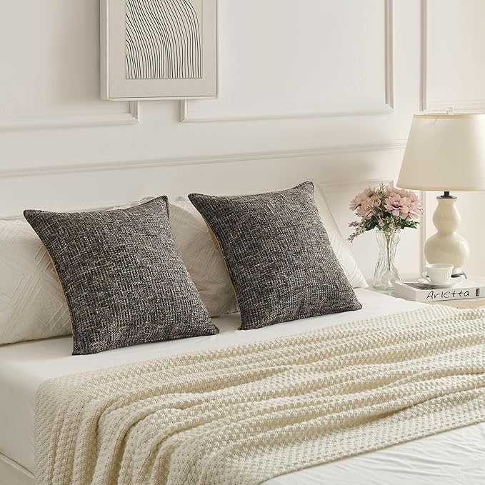 FUTEI Coffee Decorative Throw Pillow Covers 12x20 Inch Set of 4,Soft Chenille Tweed Textured Lumbar Pillow Case,Modern Home Decor for Couch Bed Living Room