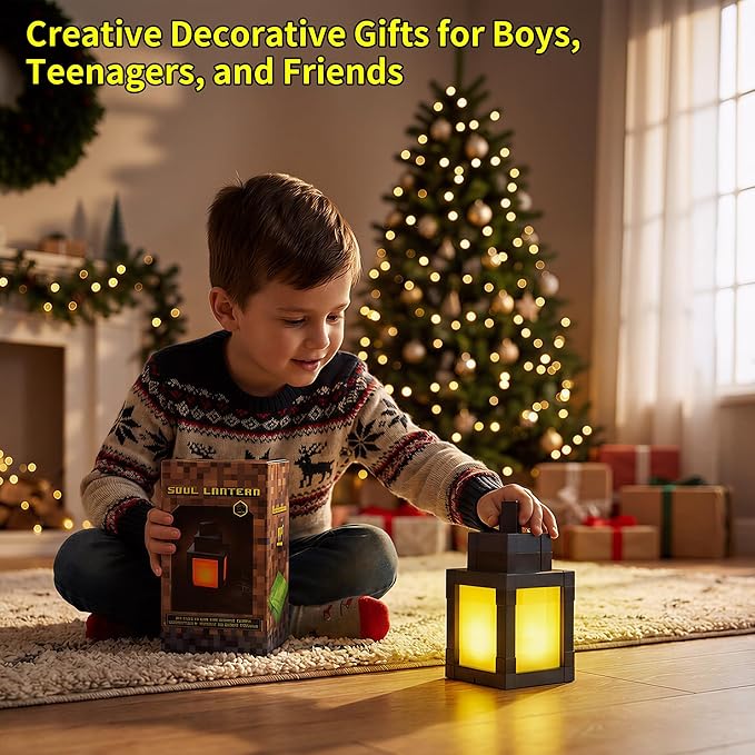 2PCS Pixel Lantern Night Light - 16 Colors Changing Hanging Lamp - USB Rechargeable LED Light with Touch & Remote Control - Wall Mount Mood Nightlight - Decor for Bedroom Gamer Room - Gift for Boy