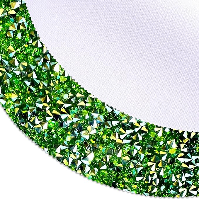 Round Placemats Set of 4 in Green Heat Resistant Circle Bling Washable Table Mats for Dinner, Kitchen, Wedding, Decorative