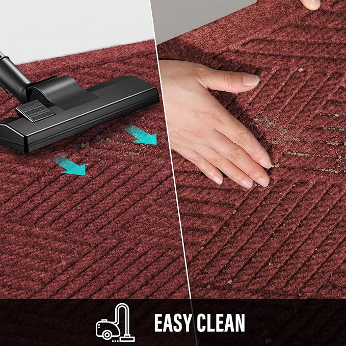 HIYARD Sturdy Front Door Mat, Absorbent Muddy Dirt Resist Welcome Door Mats Outdoor Indoor, Stain and Fade Resistant, Non-Slip Rubber Backing Low Profile Doormat for Entryway, 36×24, Red