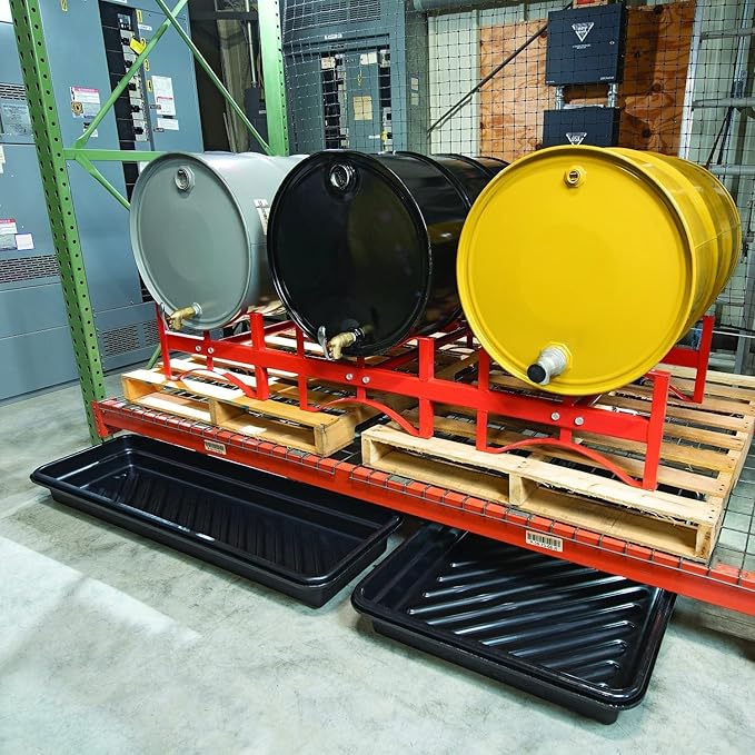 New Pig Containment Tray - Rim to Rim Dimensions 52.25" L x 16.25" W x 5" H Utility Tray - Interior Bottom Dimensions 48" L x 12" W - 11.96 gal. Sump Capacity - PAK918