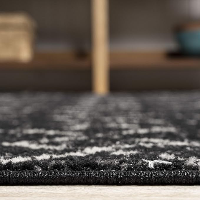 JONATHAN Y Boho Vintage Diamond Black/Ivory Runner Rug 2X14 ft, Moroccan Hype for Living Room, Bedroom, Kitchen, Office, Easy-Cleaning, High Traffic, Pet-Friendly, Non-Shedding (MOH101D-214)