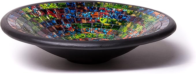 Red Co. Glass Mosaic Ceramic Decorative Accent and Centerpiece Bowl - Round 11 inches
