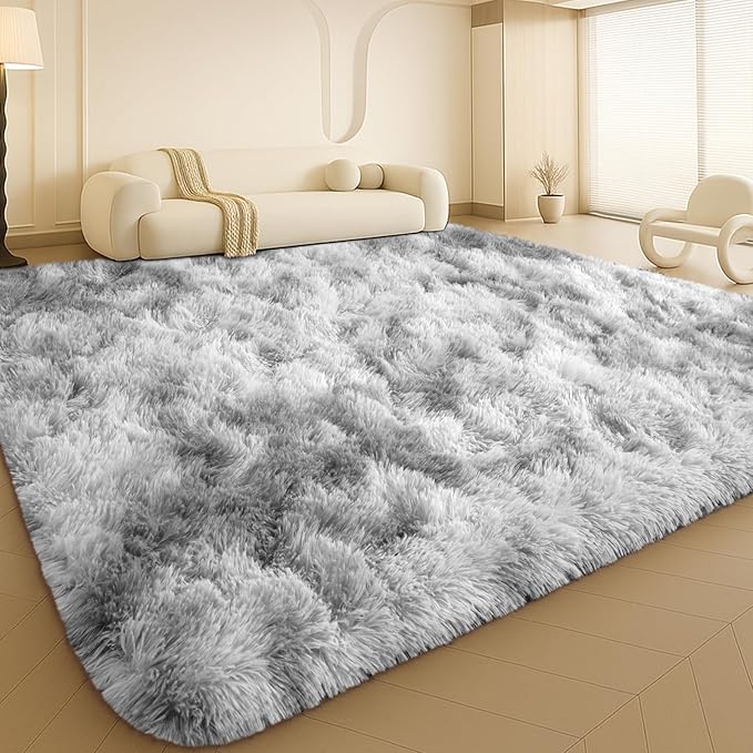 Mtandyx 8x10 Area Rugs Living Room, Large Plush Fluffy Bedroom Carpet, Non-Slip Upgraded Indoor Thick Soft Rug, Modern Plush Carpet Suitable for Kids Home Decor Aesthetics Dorm, Dark Grey.