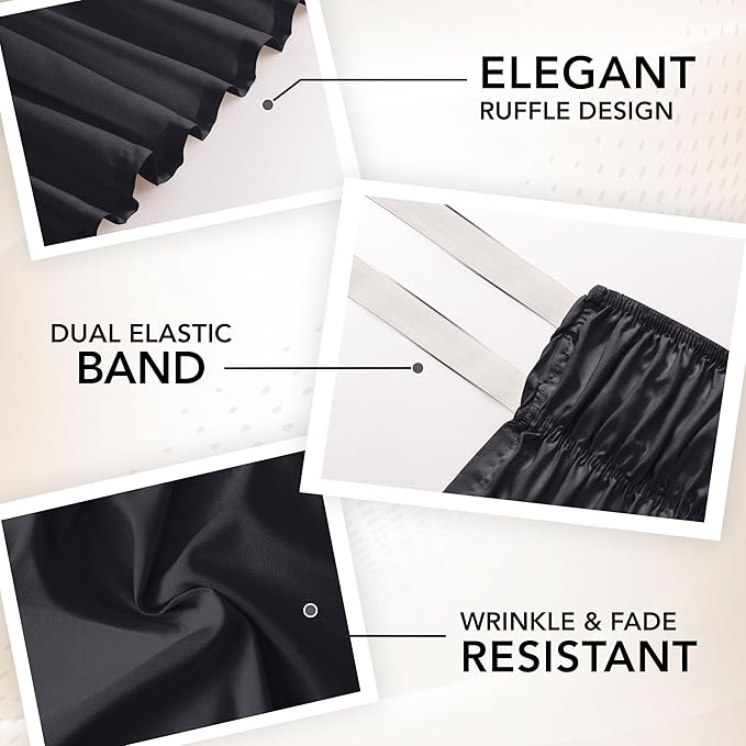Utopia Bedding Queen Elastic Bed Ruffle - Easy Wrap Around Ruffle - Microfiber Bed Skirt with Adjustable Elastic Belt 16 Inch Tailored Drop - Hotel Quality Bedskirt, Fade Resistant (Queen, Black)
