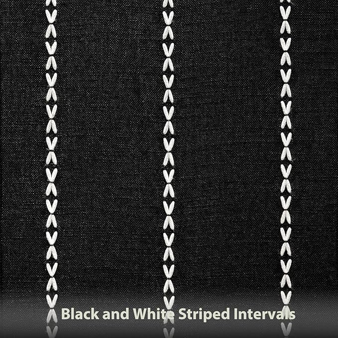 Niviy Halloween Black Table Runner 90 Inches Long, Fall Black Embroidered Striped Braided Boho Table Runner for Holiday Home Party Indoor Outdoor 12 x 90 Inch