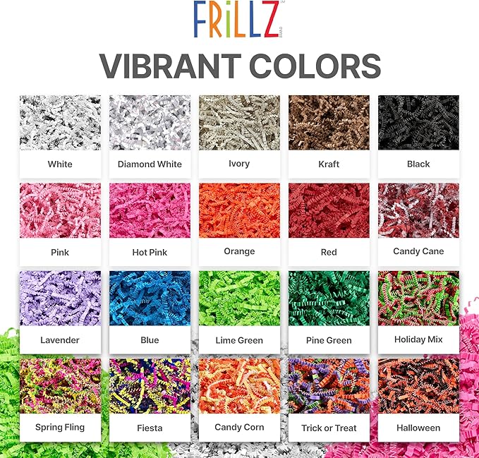 FRILLZ by DECOfill™ Crinkle Cut Paper Shred Filler (2 LB) for Baskets, Gifts, Packing and Protecting your Birthday, Weddings, Anniversary, and other gifts (White)