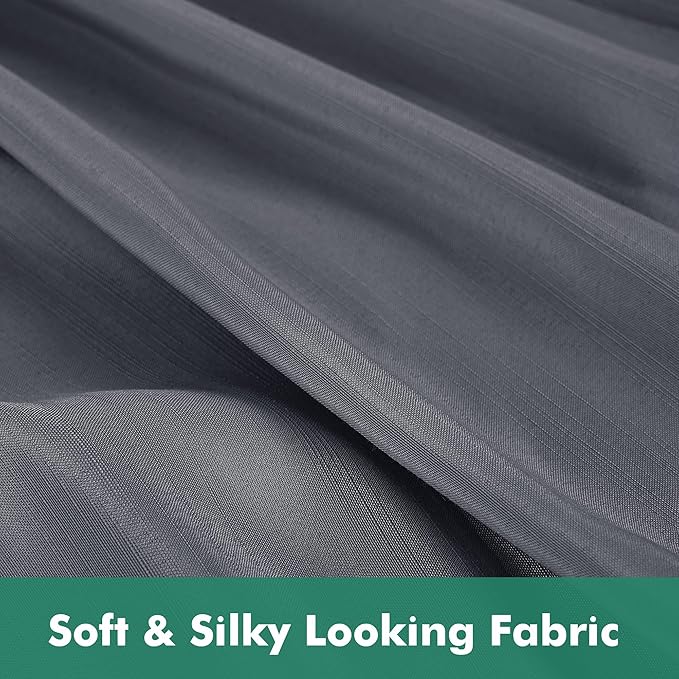 Biscaynebay Wrap Around Bed Skirts with Split Corners for Queen Beds 14" Drop, Dark Grey Elastic Dust Ruffles Adjustable Easy Fit Wrinkle & Fade Resistant Silky Luxurious Fabric Machine Washable