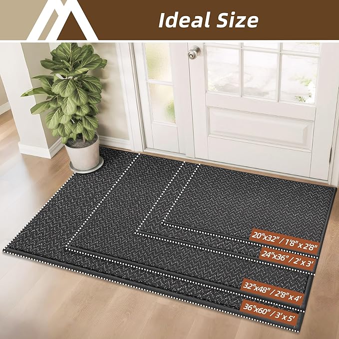 COSY HOMEER-Door-Mat 20" x 32" Non Slip Absorbent Entryway Rugs Dirt Trapper Doormats Washable Entrance Mats Low Pile Welcome Floor Mat for Front Back Door and Entry Mats,Dark Grey