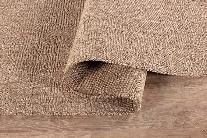 Washable Easy Jute Rug 2x7, Indoor Outdoor Runner Rugs, Natural Color Farmhouse Area Rugs for Living Room, Kitchen Rug High Traffic Area, Easy to Clean Solid Boho Woven Design Carpet (2 X 7 Natural)