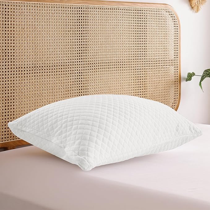 WELLCO Firm Pillow Standard Size 26 x 18 inch, Bed Pillow with Adjustable Insert and 1 Cooling Pillowcase, Not Only Provides Stronger Support But Aslo Comfortable