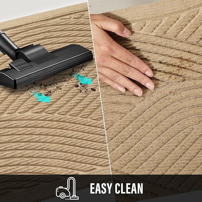 HIYARD Sturdy Front Door Mat, Absorbent Muddy Dirt Resist Welcome Door Mats Outdoor Indoor, Fade Resistant, Non-Slip Backing Entry Mat Low Profile Doormat for Entryway, 29×17, 2 Pack, Beige